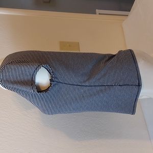 Short sleeve blue and white striped tee. Has sequined Iffel tower on side.Size S